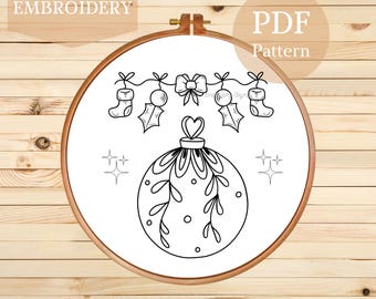 Christmas Ornament Embroidery Pattern: Holiday Elements (PDF Pattern)