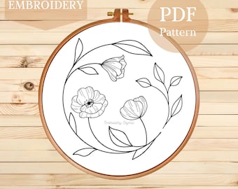 Floral Embroidery Pattern: Beginner DIY Botanical Design (PDF Pattern)