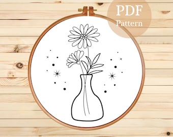 Patrón de bordado floral a mano, patrón PDF, descarga instantánea, bordado de flores, bordado floral, patrón de flores, patrón floral