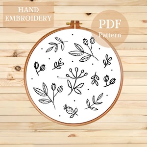 Floral Embroidery Pattern: Beginner DIY Botanical Design (PDF Pattern)
