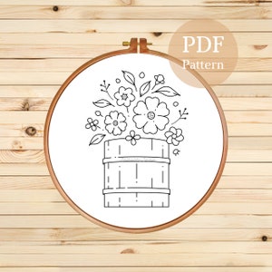 Floral Hand Embroidery Pattern: Flower Bouquet Template (PDF Pattern)