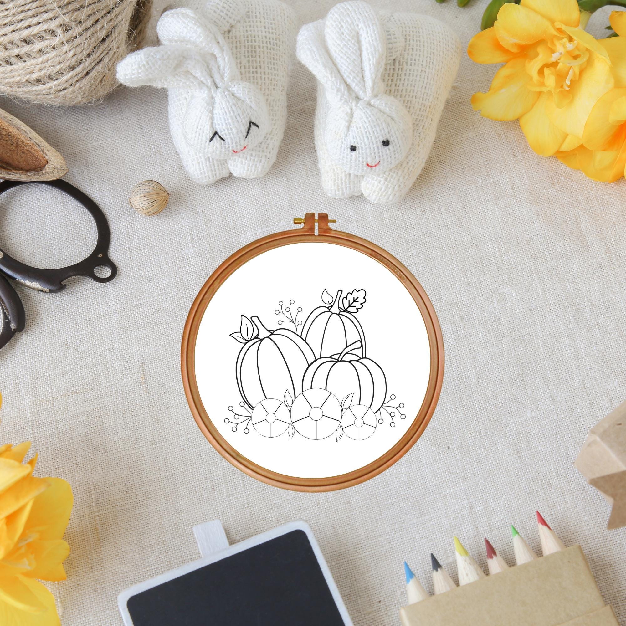 Pumpkin Hand Embroidery Pattern: Autumn Floral Design (PDF Pattern) - Etsy