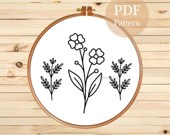 Patrón de bordado de flores para principiantes: Descarga instantánea (PDF)