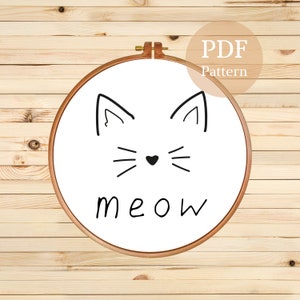 Minimalist Cat Embroidery Pattern: Silhouette Design (PDF Pattern)