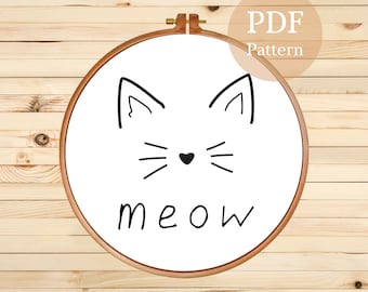 Minimalist Cat Embroidery Pattern: Silhouette Design (PDF Pattern)