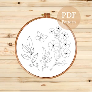 Floral Hand Embroidery Pattern: Beginner DIY Template (PDF Pattern)