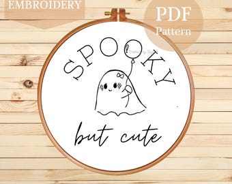 Spooky Ghost Hand Embroidery Pattern, Halloween DIY (PDF Pattern)