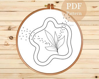 Boho Plant Embroidery Design, Embroidery Template, Boho Hand Embroidery Pattern, Line Art Minimal Embroidery Pattern