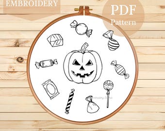 Halloween Kürbis Stickdatei: Kürbis Stickmuster: Halloween Kürbis Stickrahmen-Stickerei