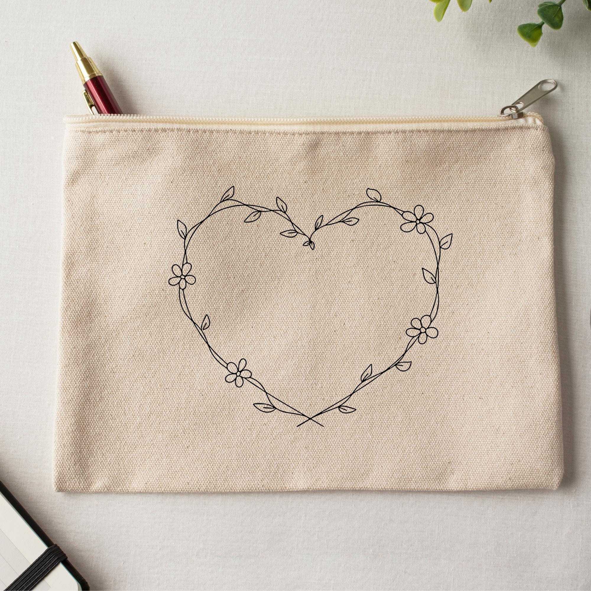 Floral Heart Frame Hand Embroidery Pattern Set | Flower Heart Shape ...