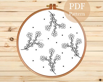 Tiny Flowers Embroidery Pattern for Beginners, Floral Embroidery Pattern Instant Download PDF for Hand Embroidery, Mini Flower Embroidery