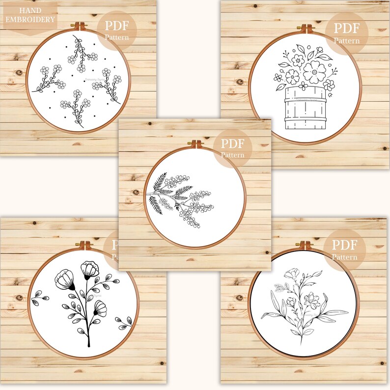 Floral Embroidery Pattern Bundle: 6 Hoop Sizes (PDF Pattern) - Etsy
