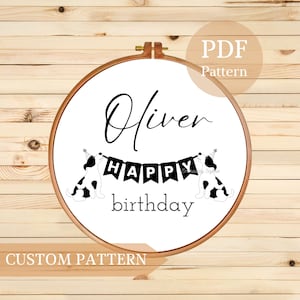 Happy Birthday Embroidery Pattern, Embroidery Design for Kids, Hand Embroidery PDF Pattern, Birthday Gift, Personalized Embroidery Pattern