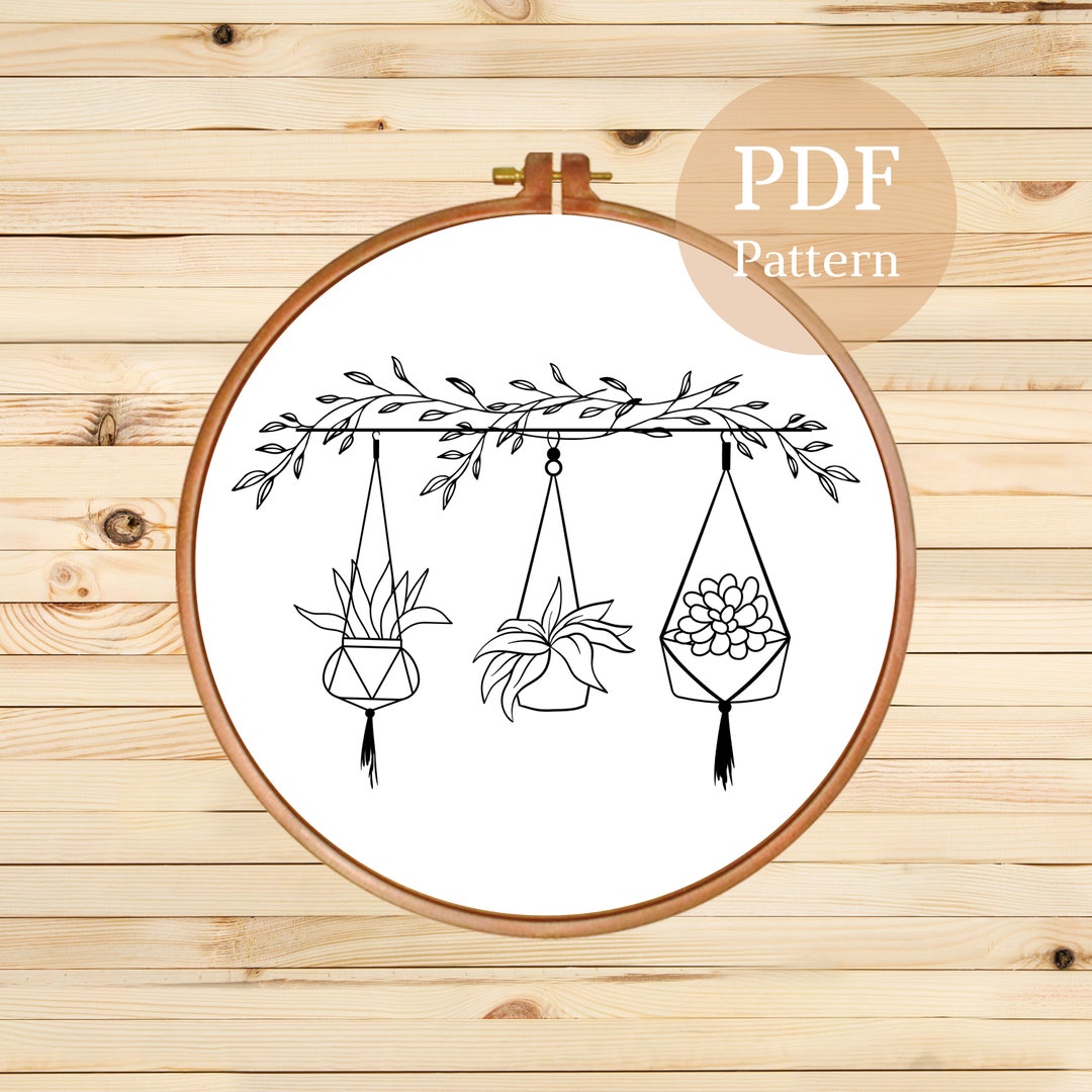House Plants Embroidery Design: Hanging Plants PDF Pattern - Etsy