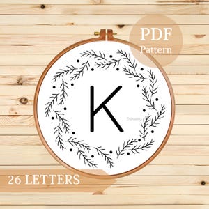 Floral Monogram Embroidery Pattern: 26 Letter Designs (PDF Pattern)