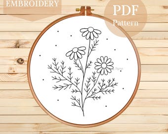 Daisy Embroidery Pattern: Beginner Floral Design (PDF Digital Download)