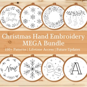 Christmas Embroidery MEGA Bundle | 130+ Hand Embroidery Patterns (PDF) | Alphabet & Holiday Designs