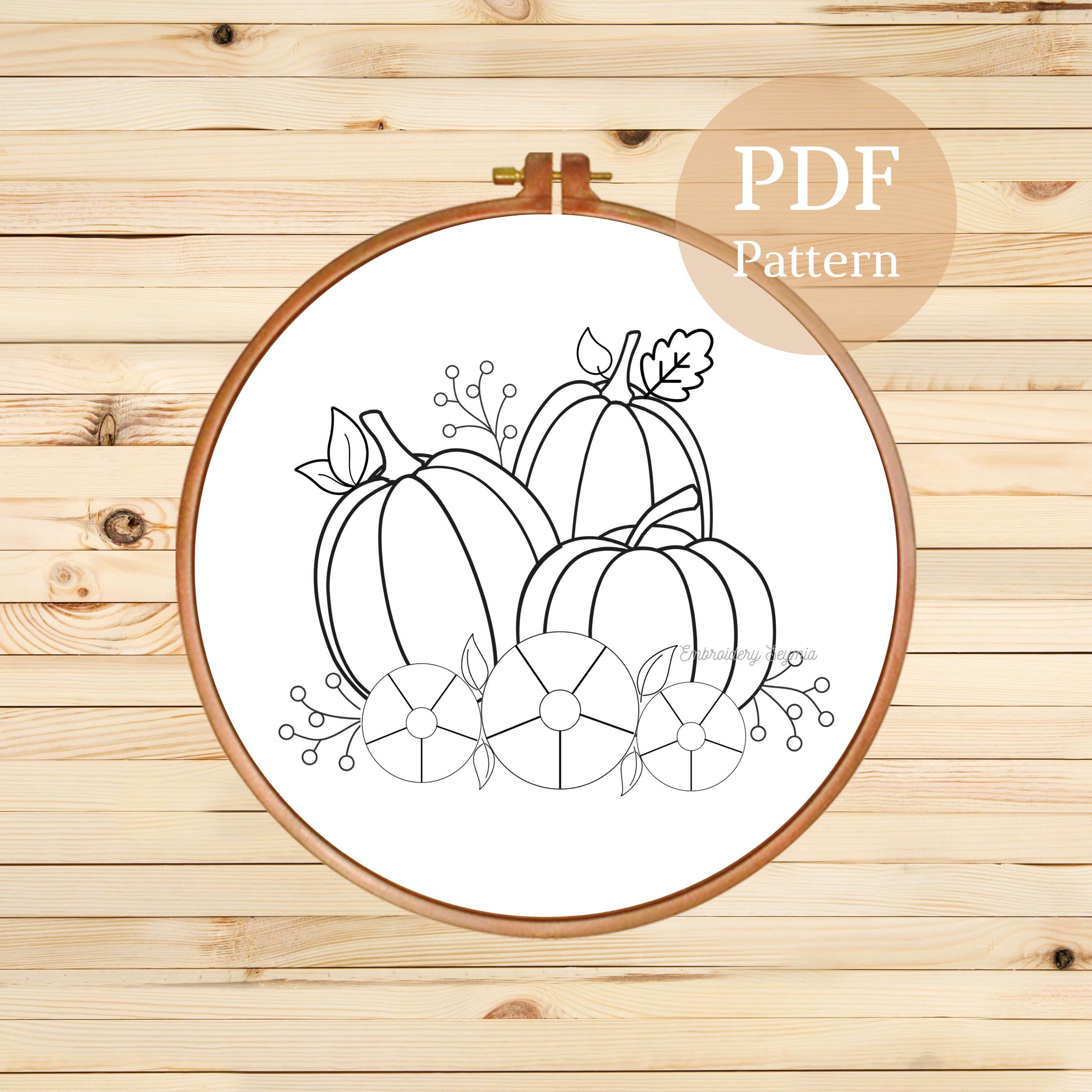 Pumpkin Hand Embroidery Pattern: Autumn Floral Design (PDF Pattern) - Etsy