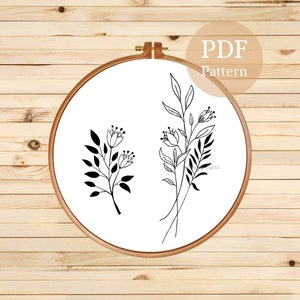Floral Embroidery Pattern: Botanical Design (PDF Pattern)