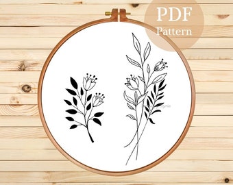 Floral Embroidery Pattern: Botanical Design (PDF Pattern)