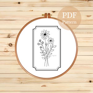 Floral Hand Embroidery Design: Flower Embroidery Template (PDF Pattern)