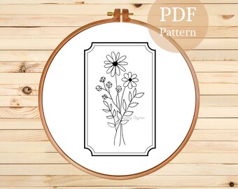 Floral Hand Embroidery Design: Flower Embroidery Template (PDF Pattern)