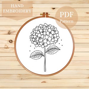 Hydrangea Embroidery Design, Flower Hand Embroidery Pattern, PDF Hand Embroidery Pattern, Floral Hand Embroidery, Simple Flower Embroidery