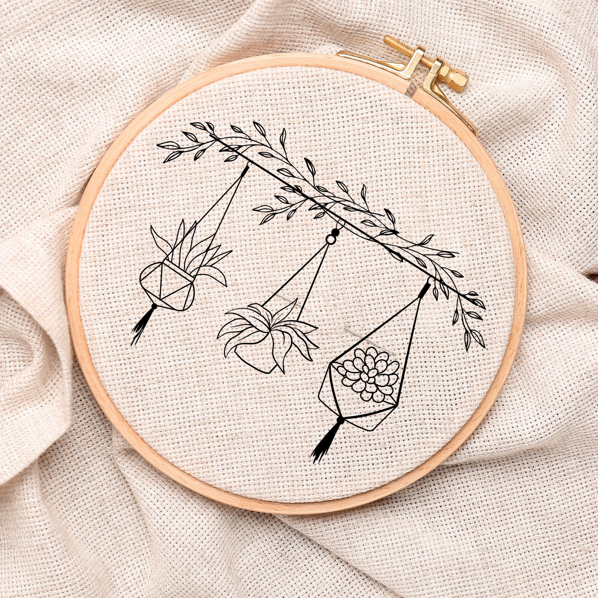 House Plants Embroidery Design: Hanging Plants PDF Pattern - Etsy