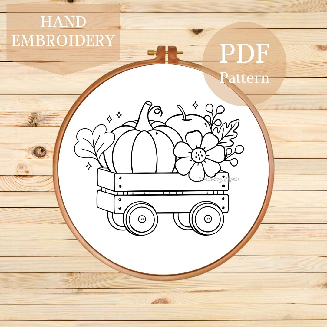 Pumpkin Hand Embroidery Pattern: Autumn Floral Design (PDF Download, 3 ...