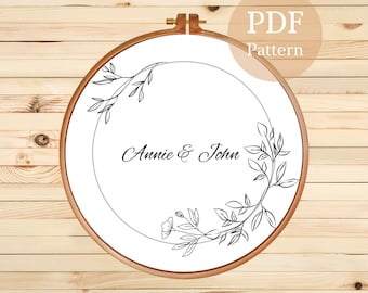 Wedding Letter Embroidery Pattern: Custom Floral Design (PDF Pattern)
