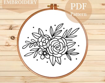 Floral Embroidery Pattern: Beginner DIY Botanical Design (PDF Download)