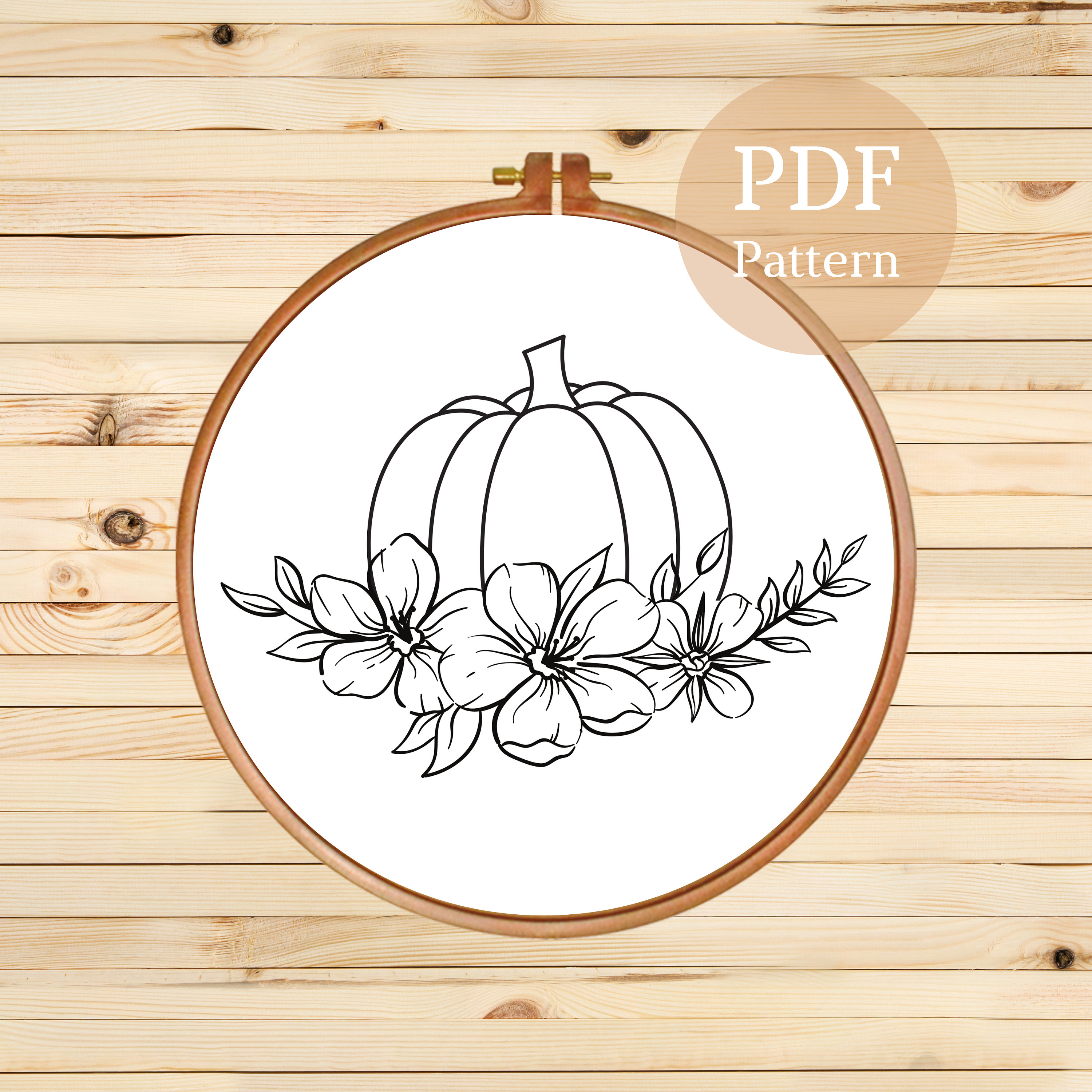 Floral Pumpkin Hand Embroidery Pattern: Autumn DIY (PDF Pattern) - Etsy