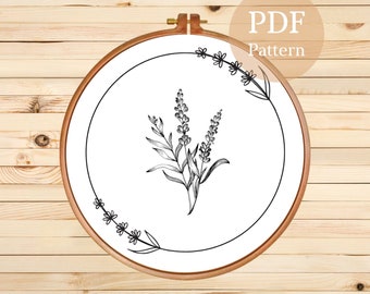 Lavender Circle Handmade Embroidery Pattern, PDF Pattern, Instant Download