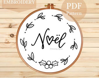 ノエルクリスマスリースの手刺繍パターン（PDF）