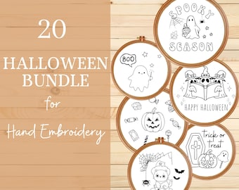 Halloween Embroidery Pattern Bundle: 20 Spooky Designs (Digital PDF Download