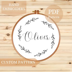 Personalized Botanical Embroidery Pattern PDF - Custom Embroidery Design, DIY Hand Embroidery, Floral Hand Embroidery Design
