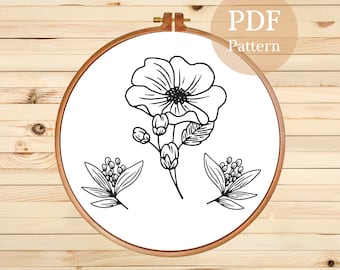 Floral Embroidery Pattern: Handmade Flower Template (PDF Pattern)