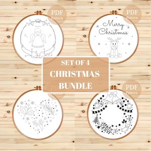 Christmas Embroidery PDF Pattern Bundle, Christmas Embroidery Home Decor Template, Creative Hand Embroidery Designs, Instant Download