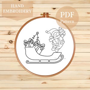 Snowman Hand Embroidery Design, Hand Embroidery Instant Download PDF Pattern, Christmas Embroidery Template