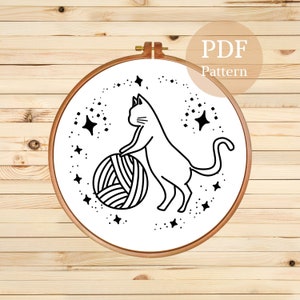 Cat Silhouette Hand Embroidery Pattern: DIY Kitty Design (PDF Pattern)