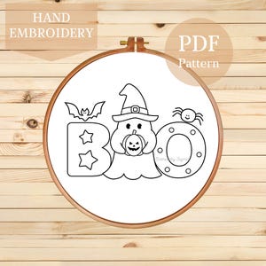 Halloween Ghost Embroidery Pattern PDF | BOO Hand Embroidery Design | Easy Halloween Stitch PDF for Beginners
