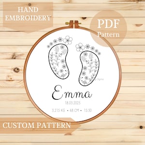 Custom Newborn Birth Stats Embroidery Pattern (PDF Pattern)