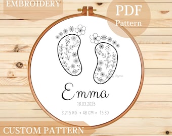 Custom Newborn Birth Stats Embroidery Pattern (PDF Pattern)