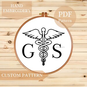 Rod of Asclepius Embroidery Pattern: Medical Symbol DIY Hoop Art (PDF Pattern)