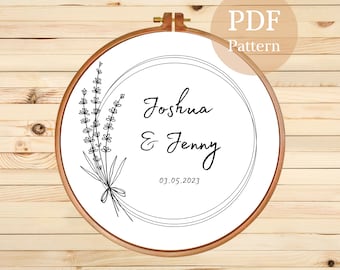 Wedding Letter Embroidery Pattern: Custom Flower Design (PDF Pattern)