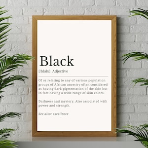 Black Definition Wall Art | Afrocentric Print Art | Minimalist Wall Art | Downloadable Print Art