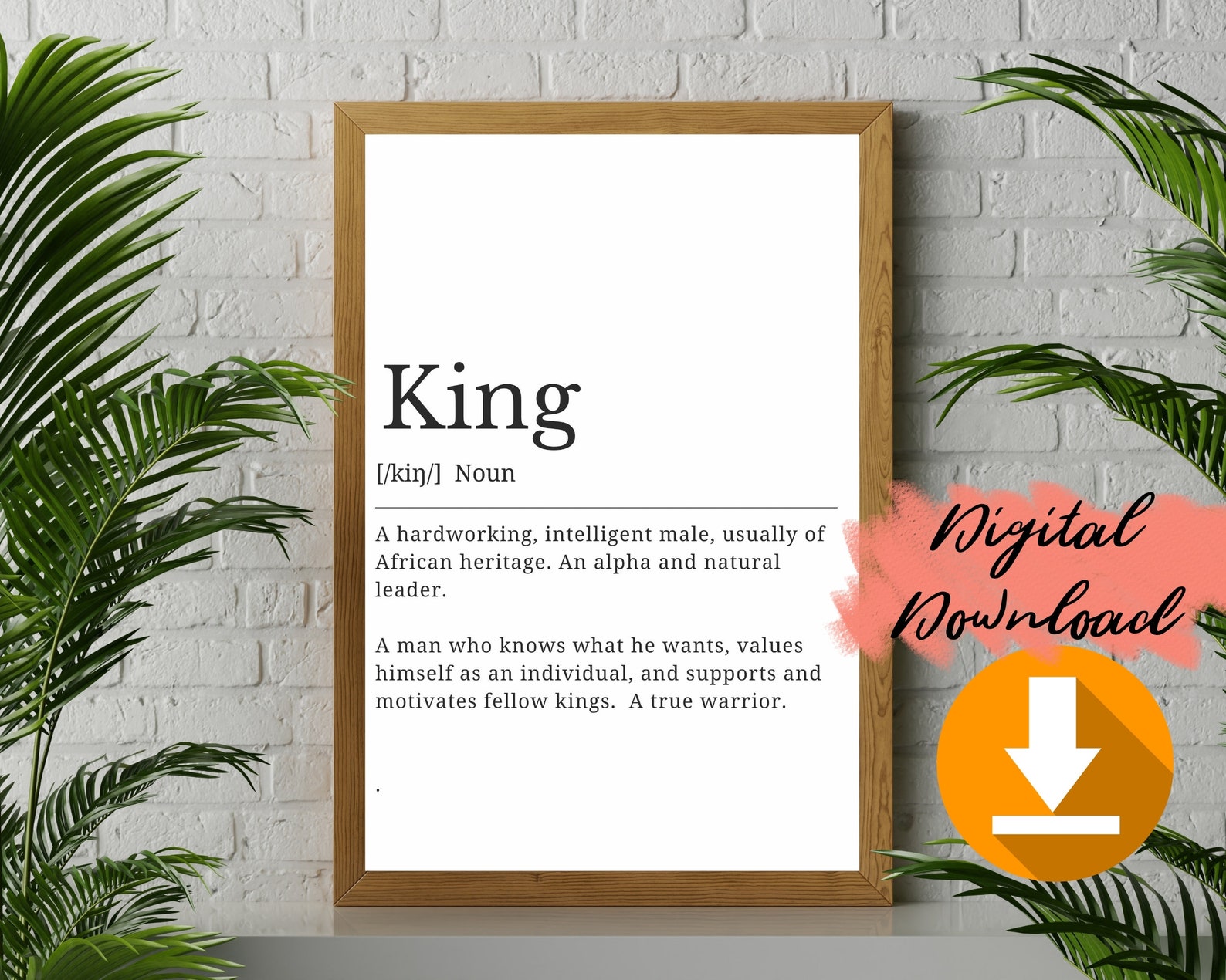 King Definition Wall Art Afrocentric Print Art Minimalist Etsy