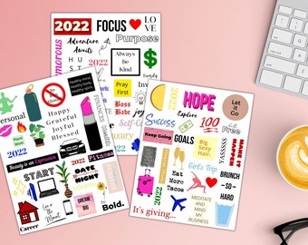Vision Board Words Quotes and Clip Art Printable Affirmations Instant Download Fun Vision Board Party Bundle Manifestation Quotes Kit