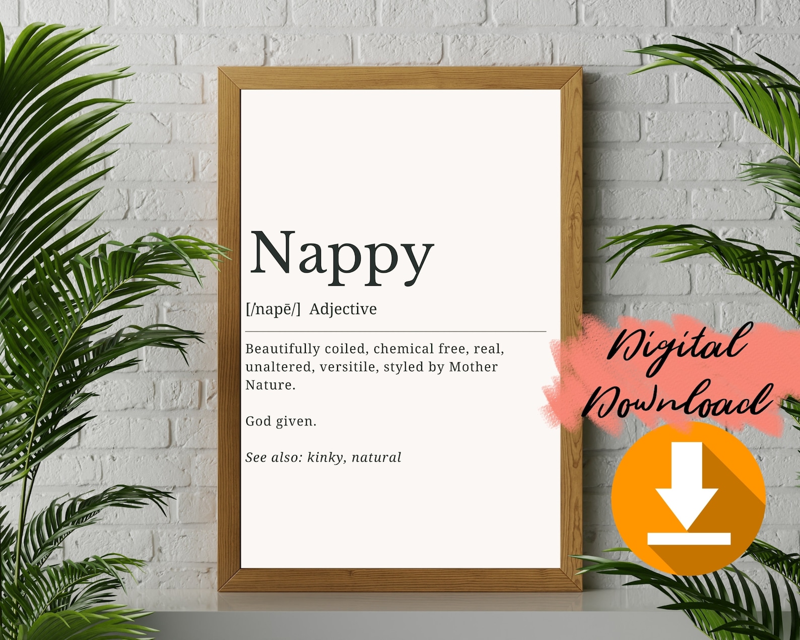 Nappy Definition Wall Art Afrocentric Print Minimalist Home Etsy