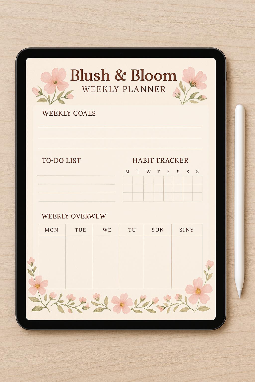 Blush & Bloom Weekly Planner Printable | Cottagecore Floral PDF ...
